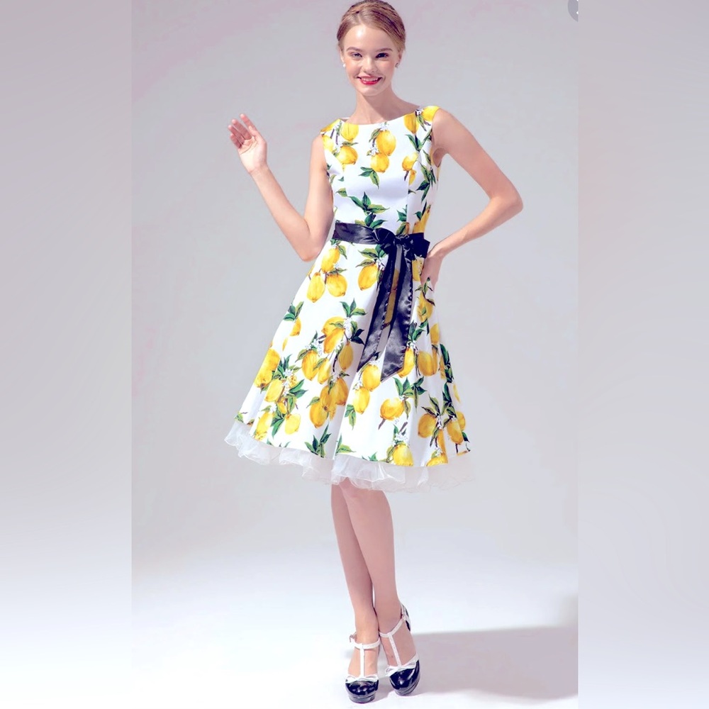 THXGIVING SLEEVELESS LEMON SWING DRESS